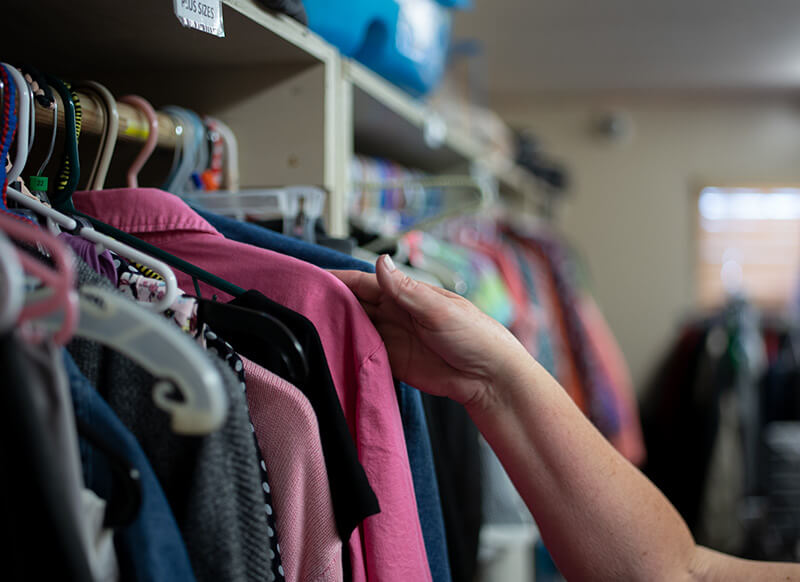 Picking up clothes from the Care Closet